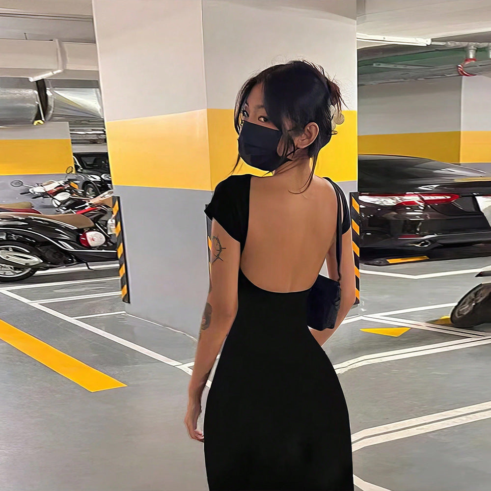 Damen Maxikleid Elegant Rückenausschnitt Figurbetont Eveloria