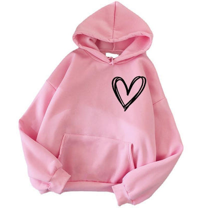 Damen Kapuzenpullover Herzmotiv Eveloria