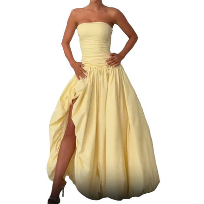 Eveloria Damen Maxikleid mit Schlitz und Volumenrock
