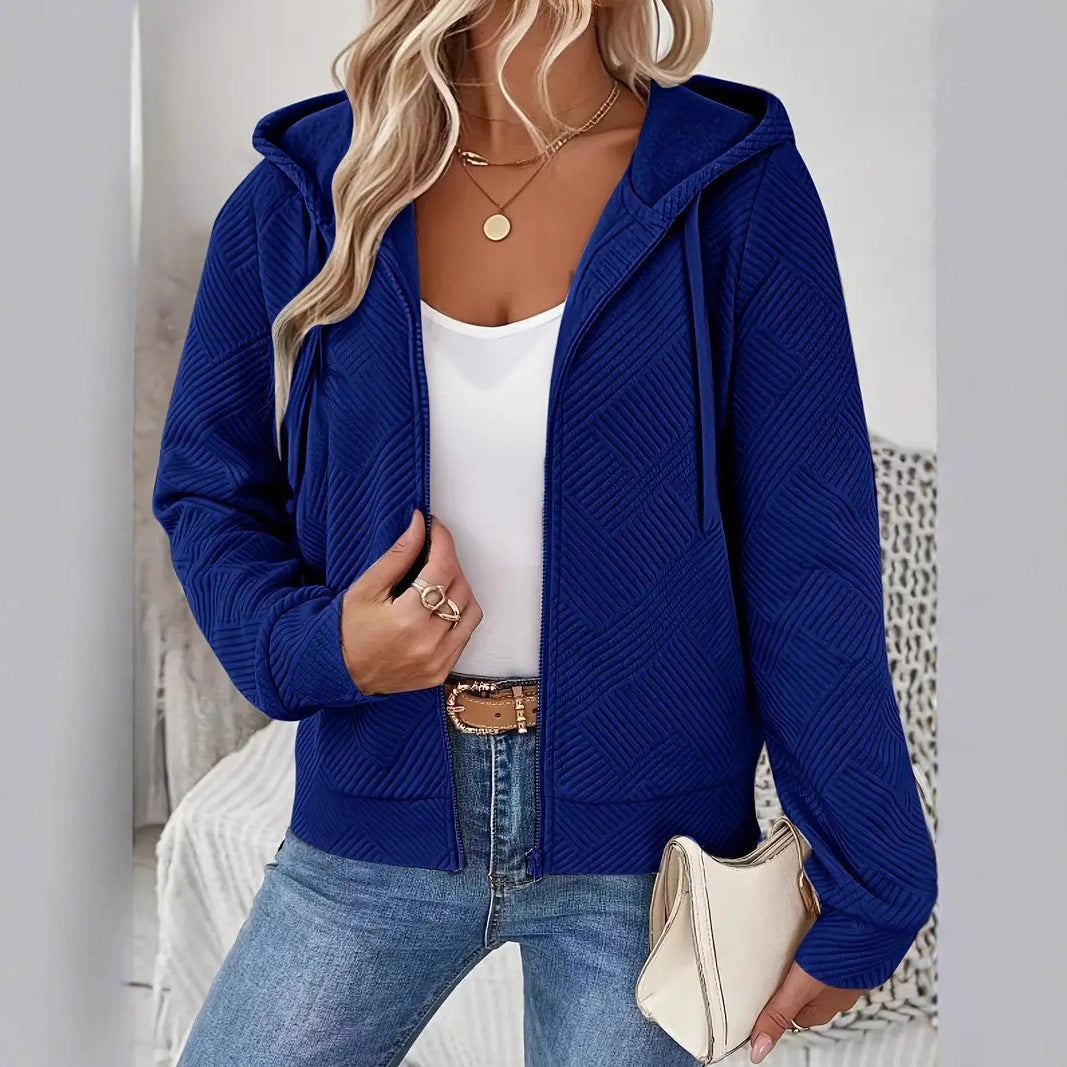 Damen Kapuzenjacke Sportlich Strukturiert Mehrere Taschen
