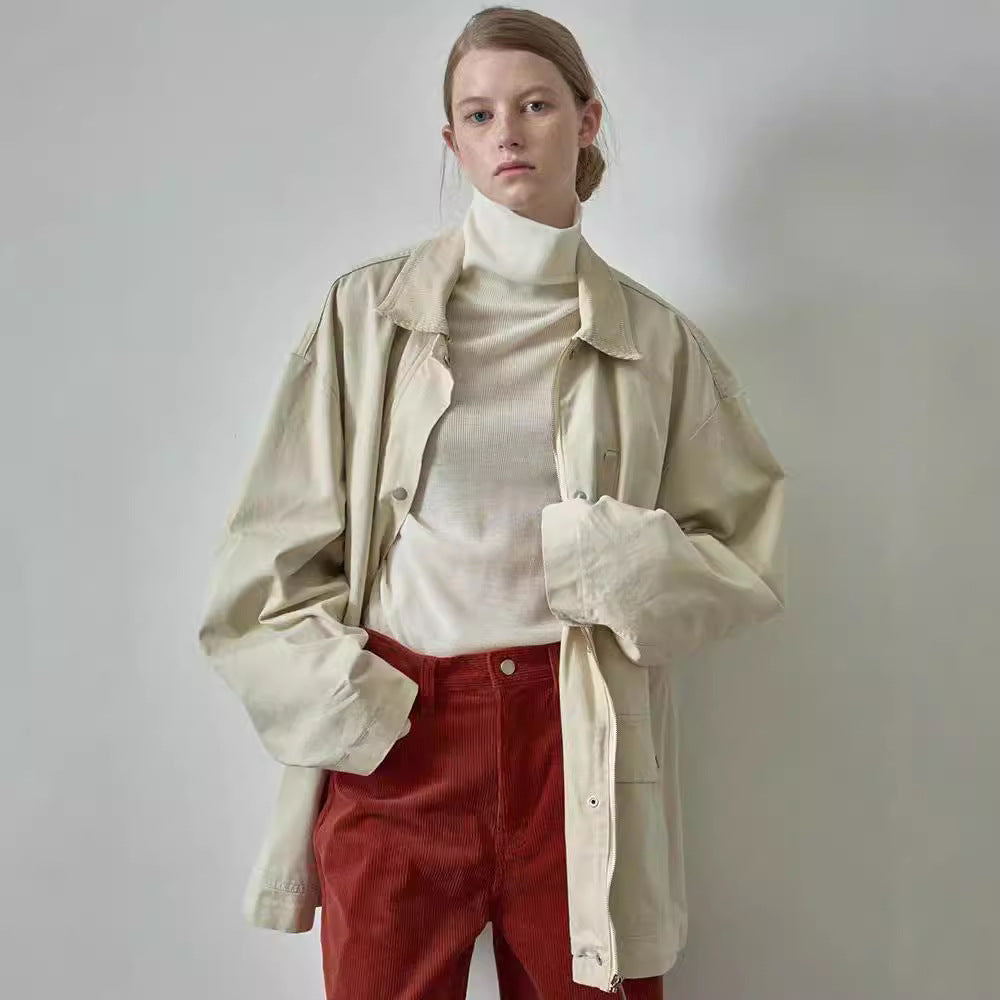 Damen Oversized Utility-Jacke Robust Beige