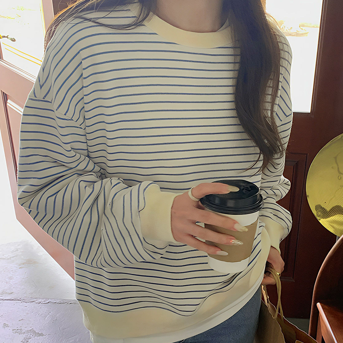 Damen Gestreifter Pullover Lässig Eveloria - Eveloria
