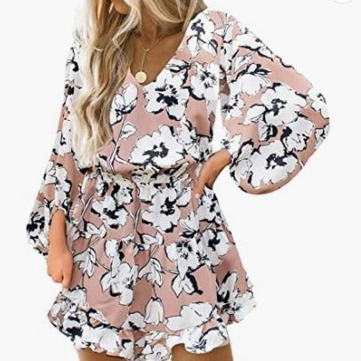 Damen Kurzarmkleid Voluminöse Puffärmel Eveloria