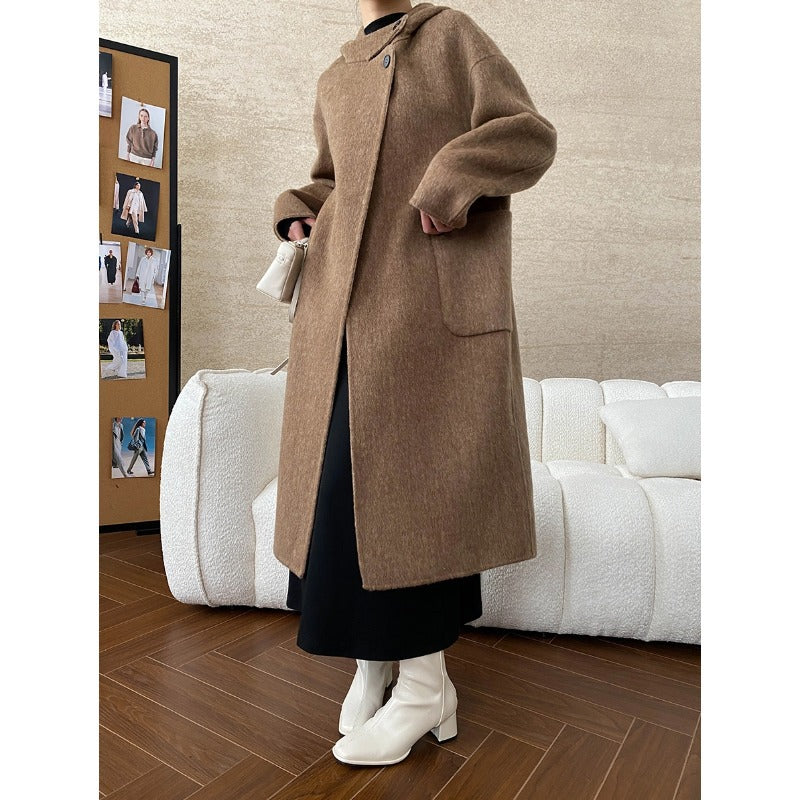 Damen Wickelmantel mit Kragendetails und warmem Futter Eveloria