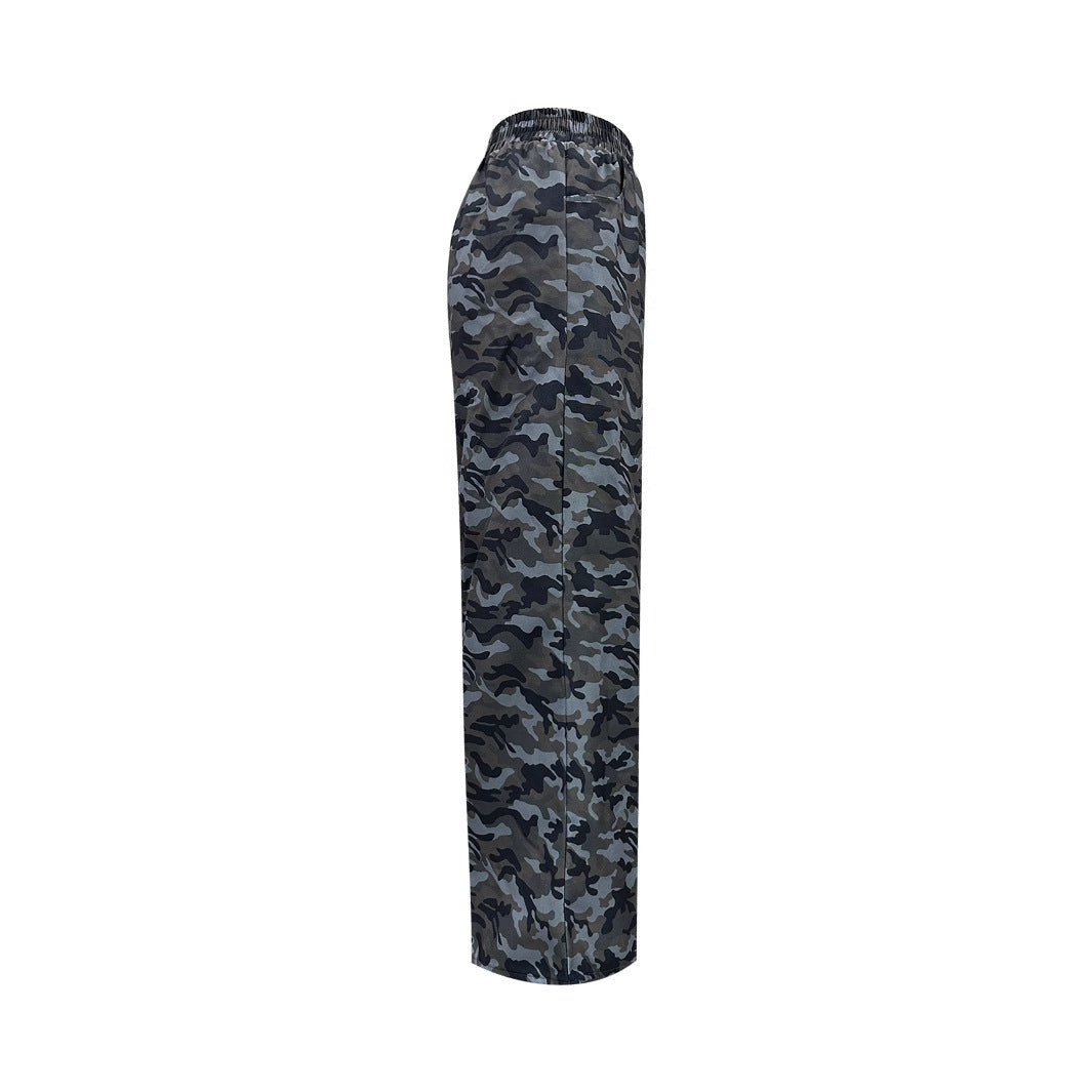 Damen Cargo-Hose Camouflage-Print Weite Bein Eveloria