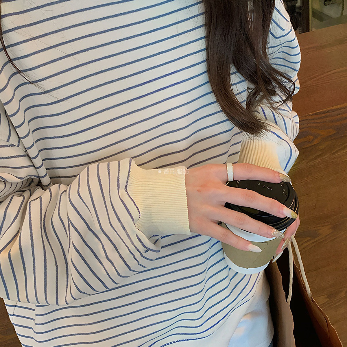 Damen Gestreifter Pullover Lässig Eveloria