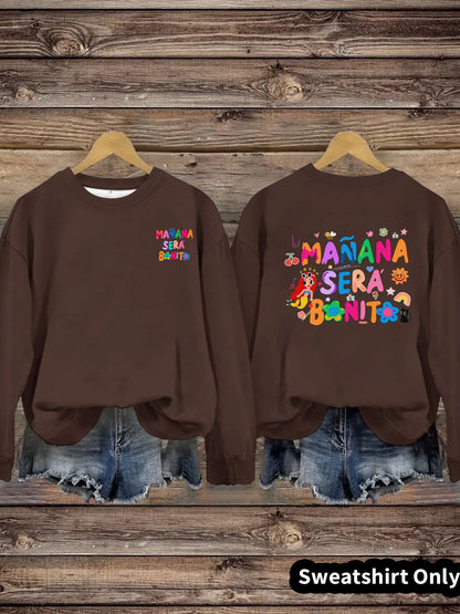 Damen Sweatshirt Verspielter Aufdruck Lässiger Schnitt Grau