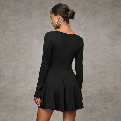 Damen Mini-Kleid Puffärmel Schwingrock Eveloria