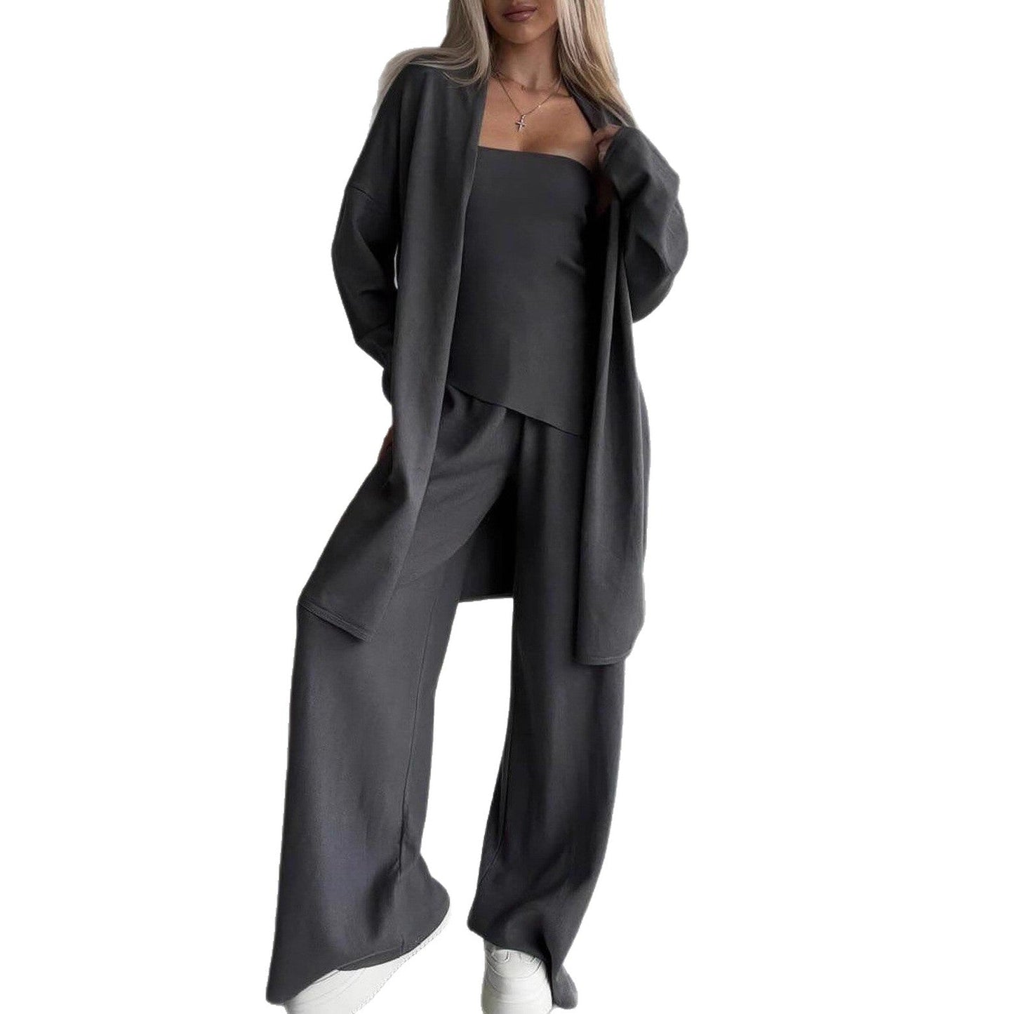 Damen Lounge-Set Ärmelloses Weiter Cardigan