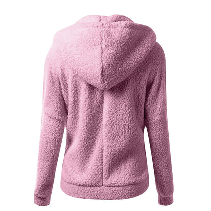Damen Fleecejacke Kapuze Gemütlich Grau Eveloria