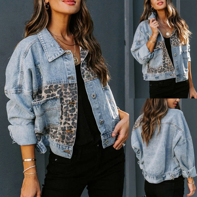 Damen Denimjacke Tiermuster Blau Eveloria - Eveloria