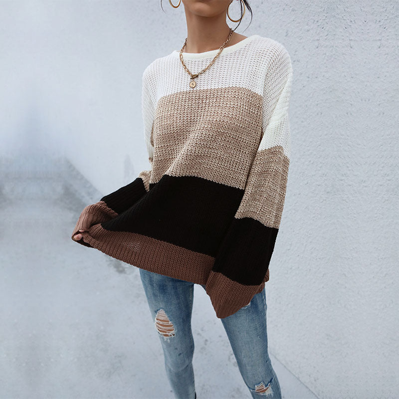 Damen Strickpullover mit Streifenmuster Eveloria