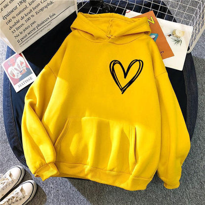 Damen Kapuzenpullover Herzmotiv Eveloria