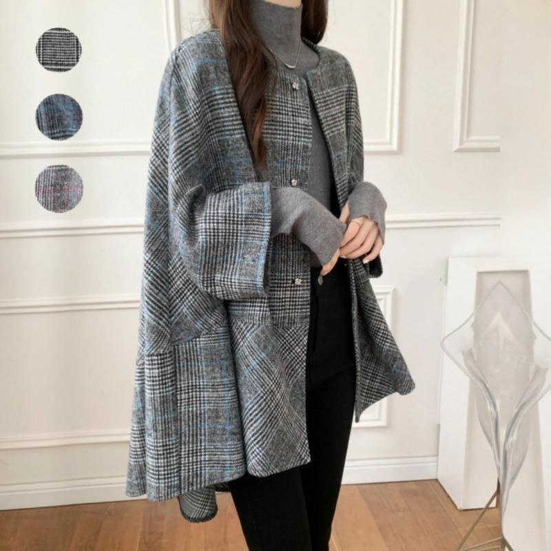 Damen Oversized Cardigan Karomuster Modern Eveloria