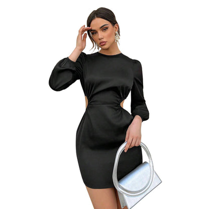 Damen Minikleid Cut-Out-Details Puffärmel
