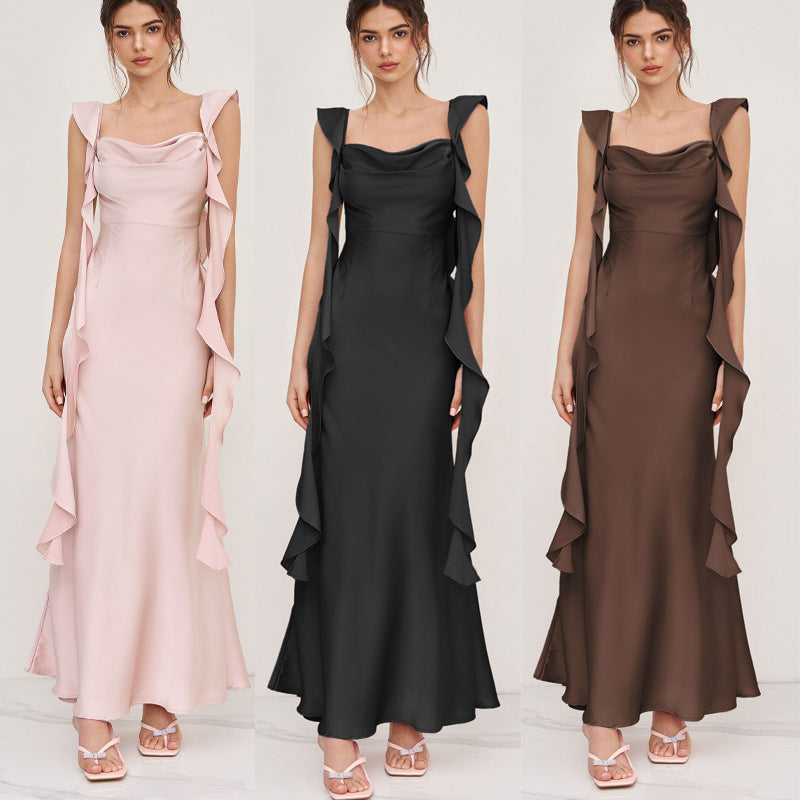 Damen Abendkleid Asymmetrische Rüschen Eveloria - Eveloria