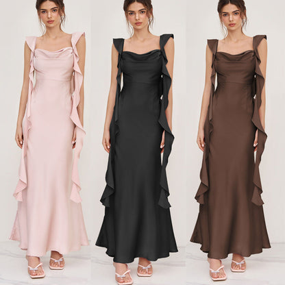 Damen Abendkleid Asymmetrische Rüschen Eveloria - Eveloria