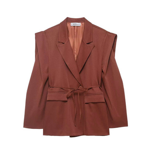 Damen Blazerjacke Tailliert Breite Ärmel Schwarz Eveloria - Eveloria