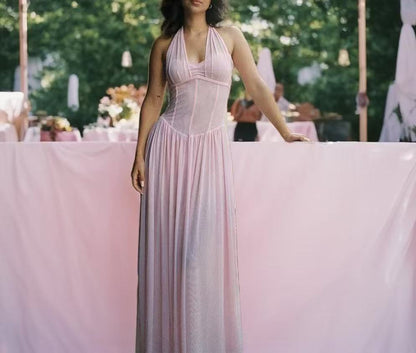 Damen Maxikleid Trägerlos Elegant Schmal