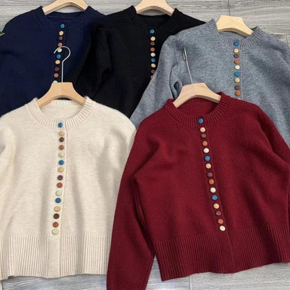 Damen Strickjacke Bunt Lässiger Schnitt