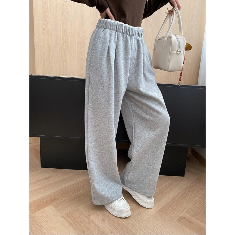 Damen Hose Lässiger Stil Breiter Schnitt Elastisch Schwarz Eveloria - Eveloria