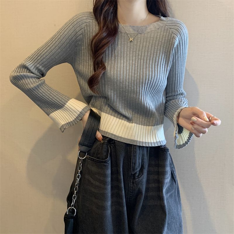 Damen Rippstrickpullover Lässiger Schnitt Eveloria