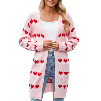 Damen Strickjacke Herz-Muster Eveloria