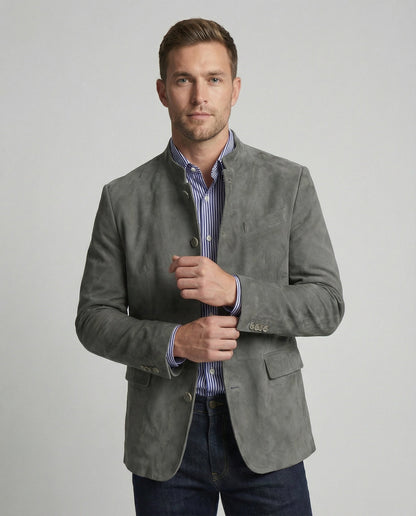 Herren Wildlederjacke Modern Leder Braun - Eveloria