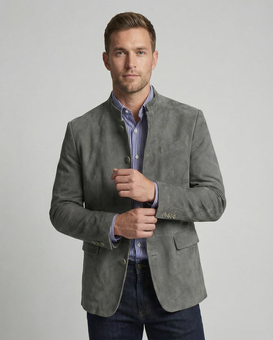 Herren Wildlederjacke Modern Leder Braun - Eveloria