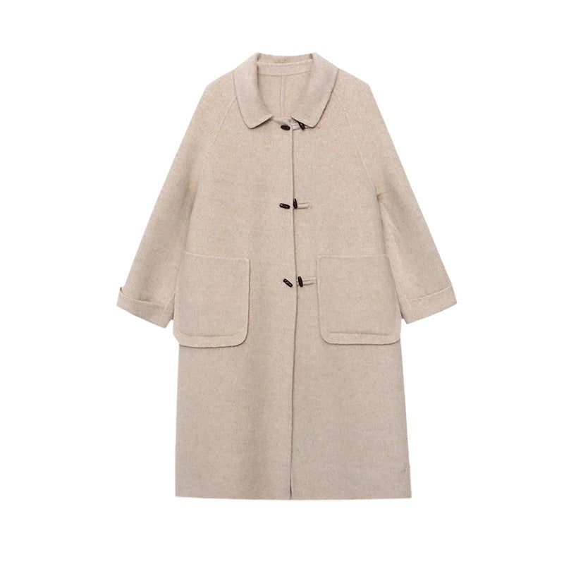 Damen Wollmantel Eleganter Mantel mit Taschen und Knöpfen