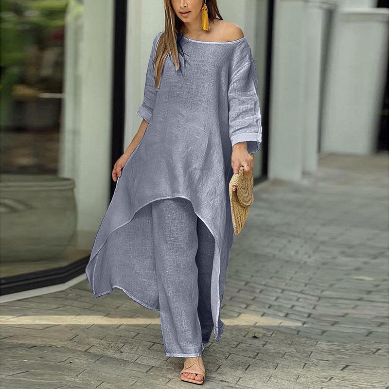 Damen Kaftan Zweiteiler Asymmetrisch Luftig Eveloria