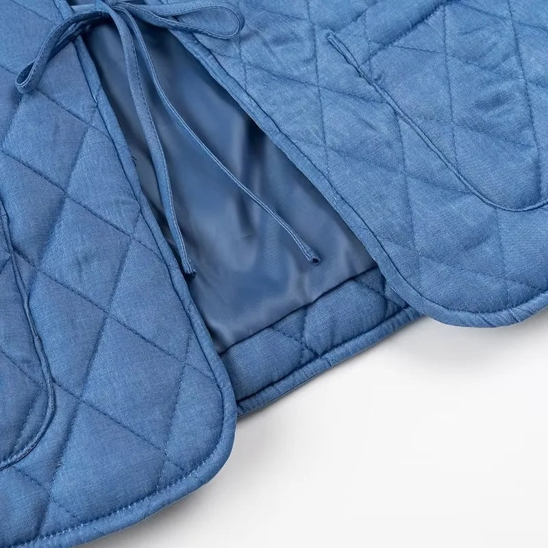 Damen Steppjacke Voluminöser Kragen Praktische Taschen