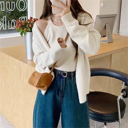 Damen Strickpullover Flauschig Lässiger Schnitt Offene Ärmel