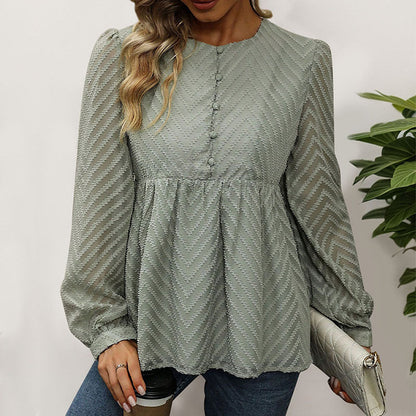 Damen Bluse Rüschendetails Zickzackmuster Eveloria