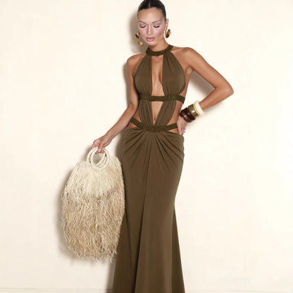 Eveloria Damen Abendkleid Cut-Out-Design Glitzernd