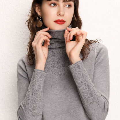 Damen Rollkragenpullover Feines Strukturmuster Eveloria