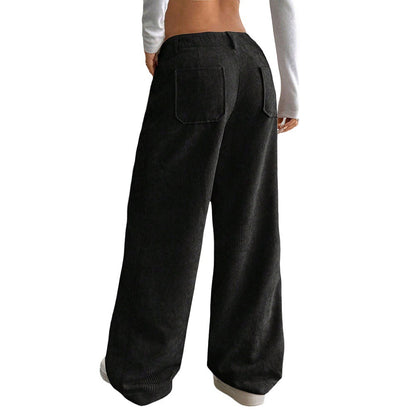 Damen Cordhose Weite Mit Taschen Hoher Bund Eveloria