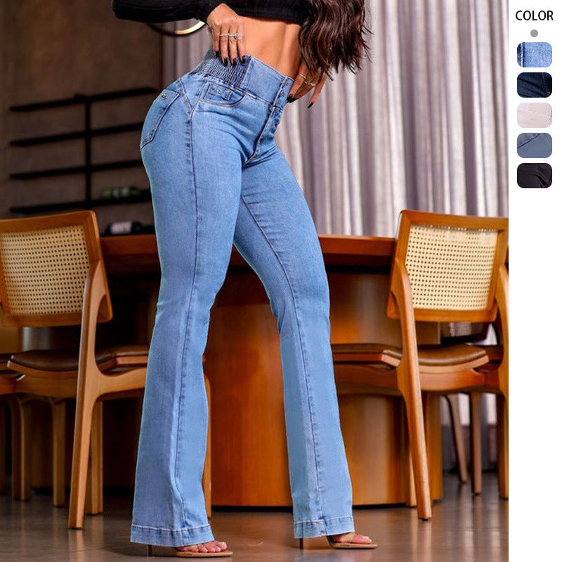 Damen Hochtaillierte Flared Jeans Eveloria - Eveloria