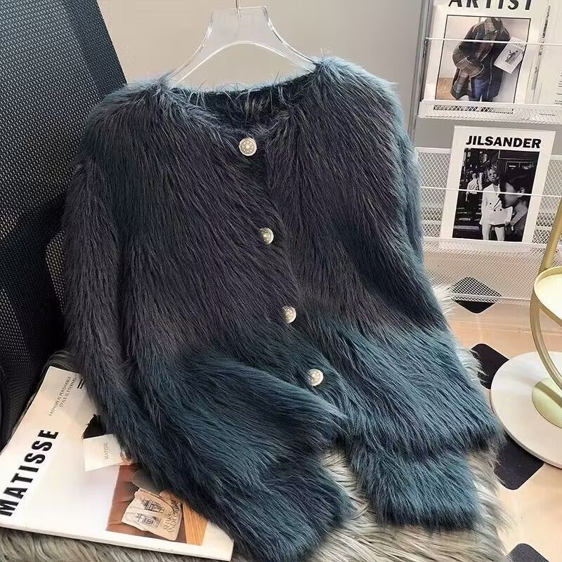 Damen Strickjacke Flauschig mit Knöpfen Eveloria