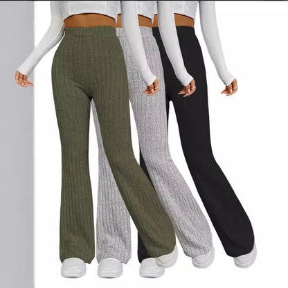 Damen Ripp-Hose Hochbund Weich Schwarz Eveloria - Eveloria