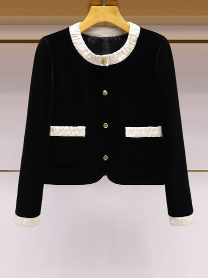 Damen Kurzjacke Elegante Rüsche Eveloria