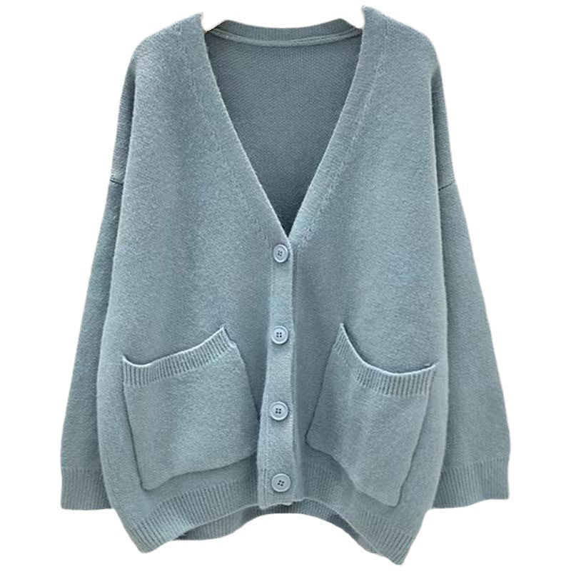 Eveloria Damen Strickjacke V-Ausschnitt Taschen Beige