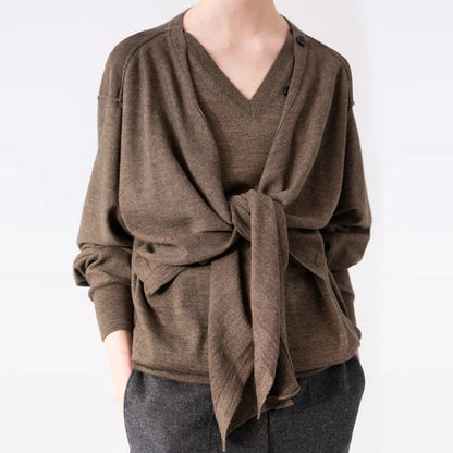 Damen Strickcardigan Asymmetrisch Knöpfe Beige