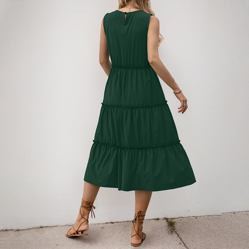 Damen Maxikleid Rüschendetails Elastischer Taillenzug Eveloria