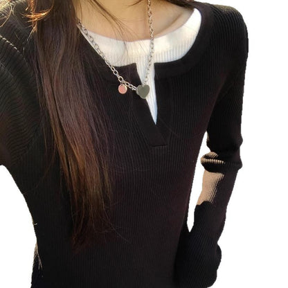 Damen Feinstrickpullover V-Ausschnitt Rippstruktur Eveloria