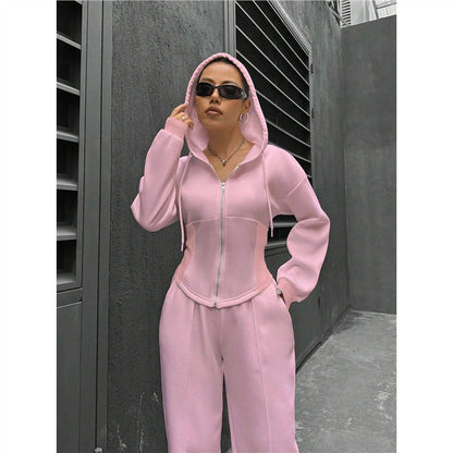 Damen Hoodie-Set Figurbetont mit Zipperdetails Eveloria