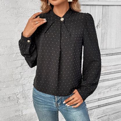 Damen Bluse Rüschendetails Edelknöpfe Eveloria