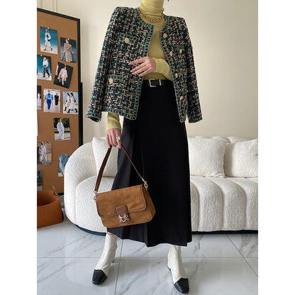Damen Bouclé-Jacke Dekorative Knöpfe Eveloria