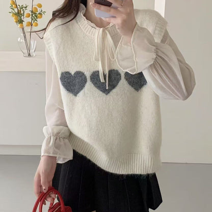 Damen Strickpullover Herzmotiv