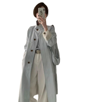 Damen Trenchcoat Oversized Baumwolle Knöpfe Beige